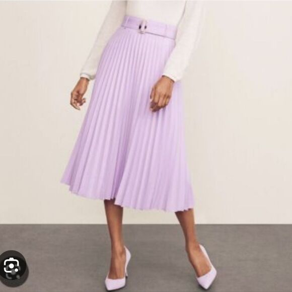 Ann Taylor Purple Midi Pleated Skirt - Picture 1 of 12